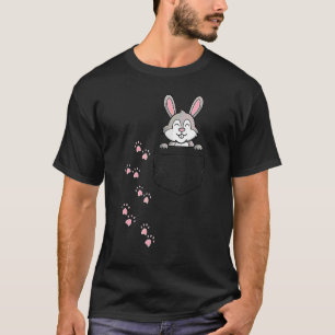Easter Cute Bunny In Pocket Rabbit Footprints T-Shirt