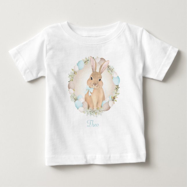 Easter Cute Bunny, Personalised Baby boy Baby T-Shirt (Front)