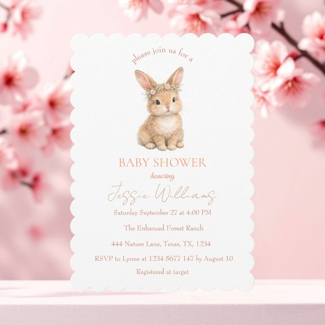 Easter Cute Bunny Rabbit Watercolor Baby Shower Invitation (Creator Uploaded)