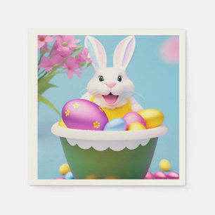 Easter Cute Bunny with Easter Basket     Napkin