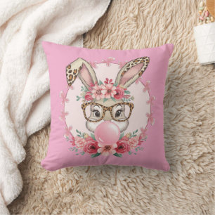 Easter Cute Floral Bunny Leopard Gift  Cushion