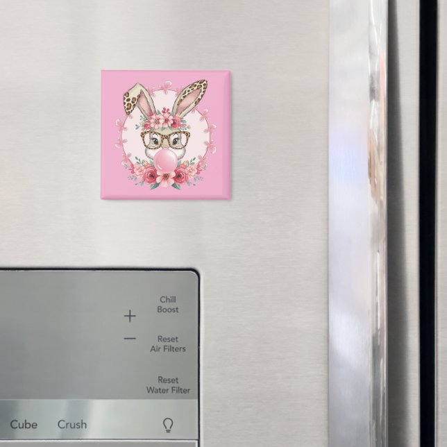 Easter Cute Floral Bunny Leopard Gift  Magnet (In Situ (Fridge))
