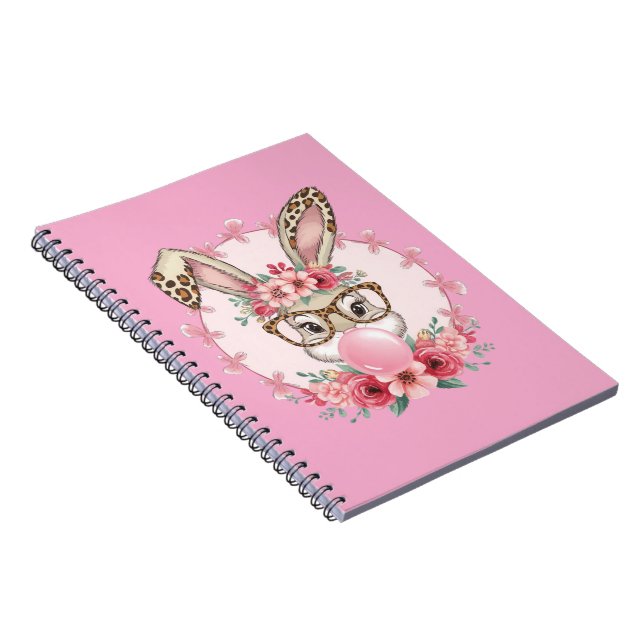 Easter Cute Floral Bunny Leopard Gift  Notebook (Right Side)