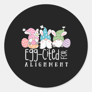 Easter Cute Gnomes Chiropractor Egg-cited For Alig Classic Round Sticker