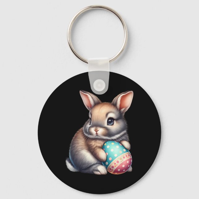 Easter Cute Rabbit Pets Eggs Bunny Rabbits Farmer  Key Ring (Front)