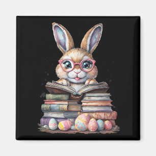 Easter Cute Reading Bunny Gles Books Bookworm Read Magnet