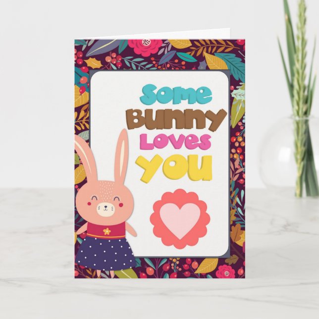 Easter Cute Some Bunny Loves You Card (Front)