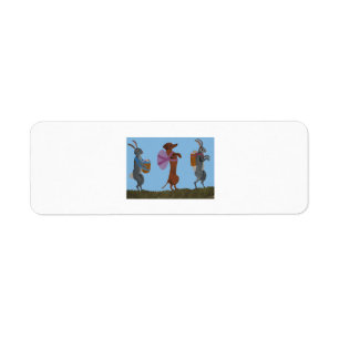  Easter Dachshund and bunnies marching Return Address Label
