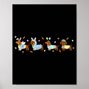 Easter dachshund bunny eggs for teens boys girls poster