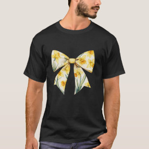 Easter Daffodil Coquette Bow Yellow Spring Flowers T-Shirt