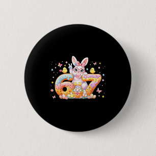 Easter Day 67 Cute Rabbit Bunny Six Seven Meme Bow 6 Cm Round Badge
