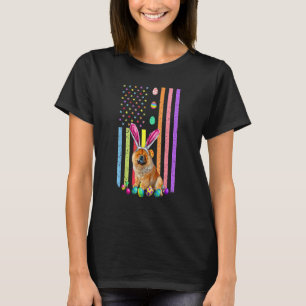 Easter Day American Eggs Flag Chow Chow Dog Funny T-Shirt