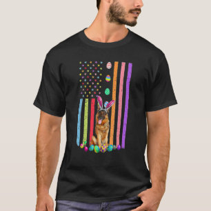 Easter Day American Eggs Flag German Shepherd Dog T-Shirt