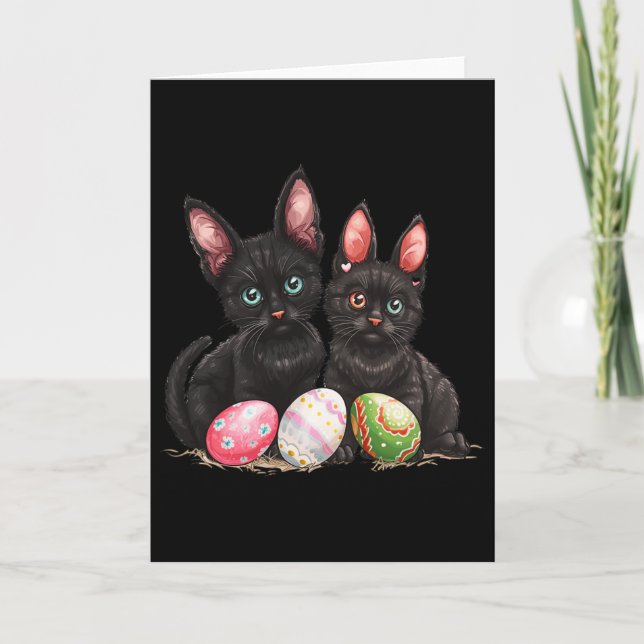 Easter Day Black Cat Easter Black Cat Easter Egg 1 Card (Front)