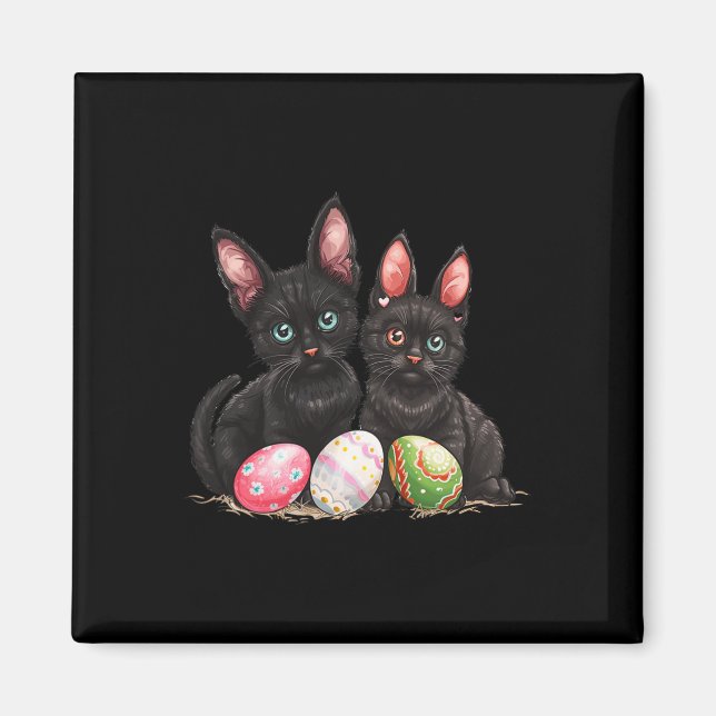 Easter Day Black Cat Easter Black Cat Easter Egg 1 Magnet (Front)
