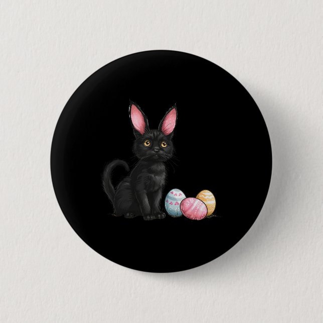 Easter Day Black Cat Easter Black Cat Easter Egg  6 Cm Round Badge (Front)