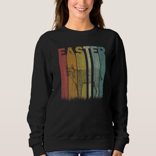 Easter Day Bobcats Retro Graphic Funny Easter Cost Sweatshirt (Front)
