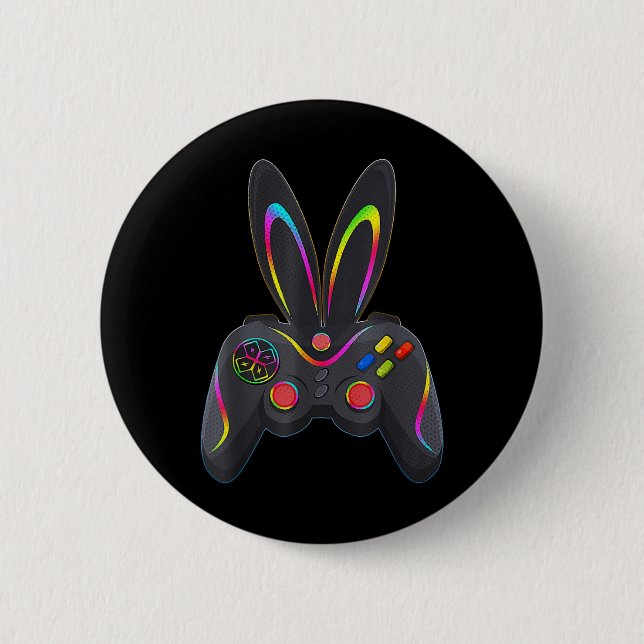 Easter Day Boys Gamer Video Game Controller Bunny  6 Cm Round Badge (Front)