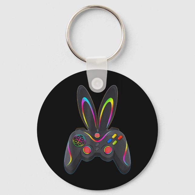 Easter Day Boys Gamer Video Game Controller Bunny  Key Ring (Front)