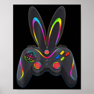 Easter Day Boys Gamer Video Game Controller Bunny Poster
