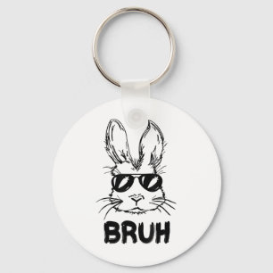 Easter Day Bruh Bunny With Sungles Men Boys Kids E Key Ring