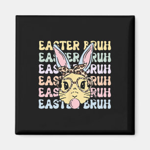 Easter Day Bruh Funny Bunny Ears Leopard Byndana W Magnet