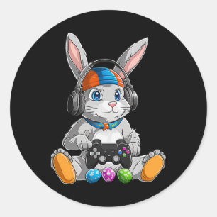 Easter Day Bunny Egg Funny Boys Girls Kids Gamer 4 Classic Round Sticker
