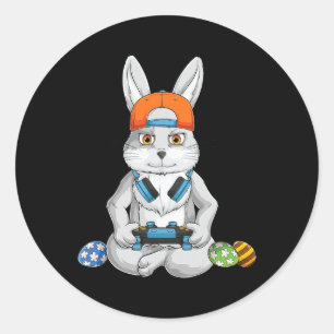 Easter Day Bunny Egg Funny Boys Girls Kids Gamer 6 Classic Round Sticker