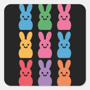 Easter Day Bunny Eggs Plaid Leopard Square Sticker