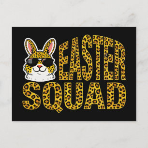 Easter Day Bunny Eggs Plaid Leopard T-Shirt  Postcard
