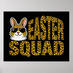 Easter Day Bunny Eggs Plaid Leopard T-Shirt  Poster