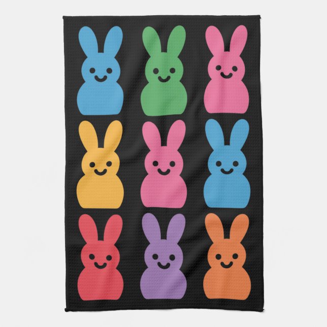 Easter Day Bunny Eggs Plaid Leopard Tea Towel (Vertical)