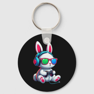Easter Day Bunny Gamer Video Gaming Boys Men Kids Key Ring