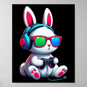 Easter Day Bunny Gamer Video Gaming Boys Men Kids Poster
