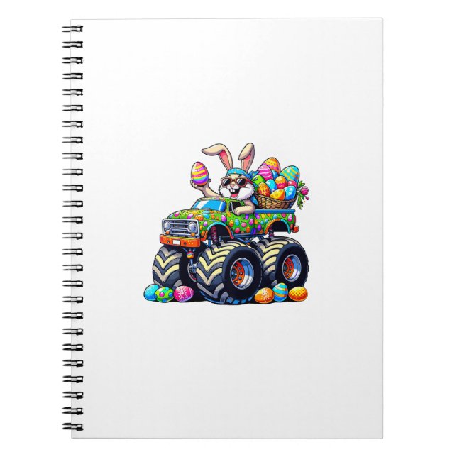 Easter Day Bunny Monster Truck Eggs Cool Rabbit T- Notebook (Front)