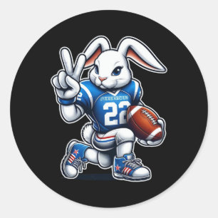 Easter Day Bunny Playing Football Boys Girls Kids Classic Round Sticker