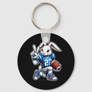 Easter Day Bunny Playing Footbyll Boys Girls Kids Key Ring