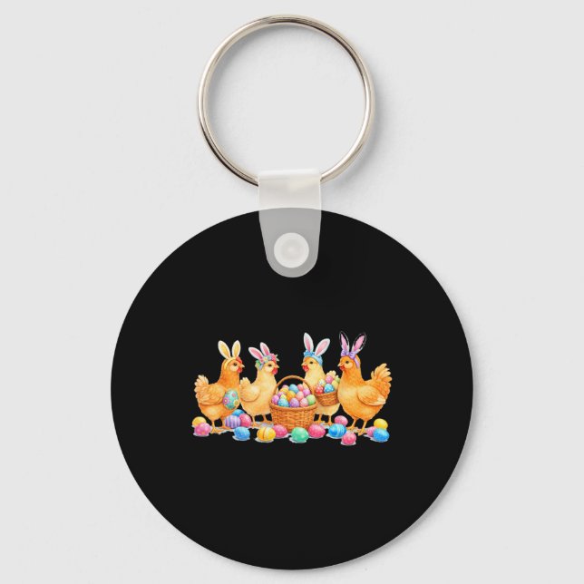 Easter Day Bunny Rabbit Chicken Lover Chicken Mum  Key Ring (Front)