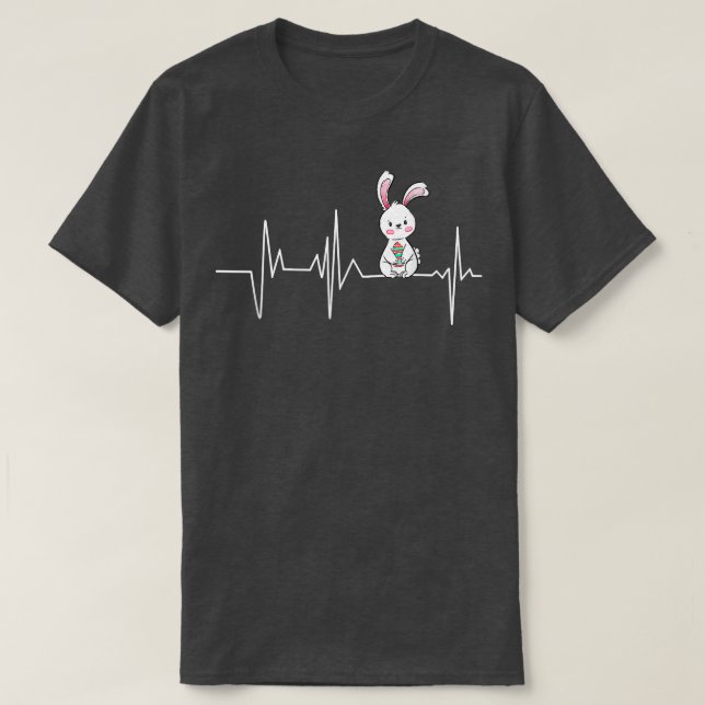 Easter Day Bunny Rabbit Heartbeat Easter Egg Cute  T-Shirt (Design Front)