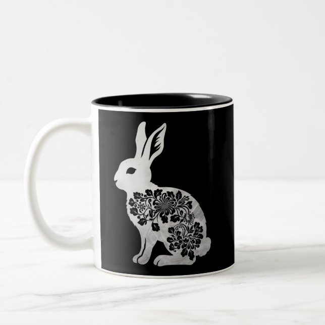 Easter Day Bunny Rabbit Two-Tone Coffee Mug (Left)