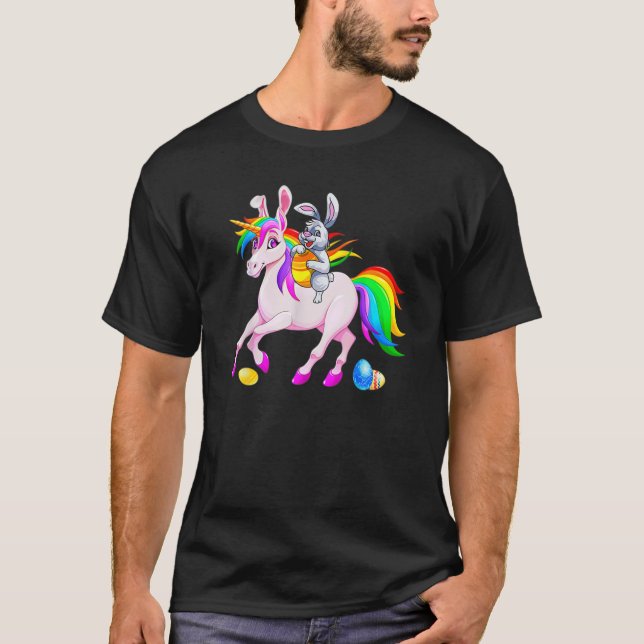 Easter Day Bunny Riding Unicorn Girls Toddler East T-Shirt (Front)