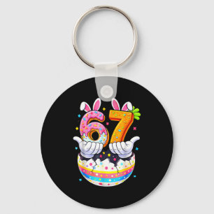 Easter day bunny six seven 6 7 boys girls kids 67 key ring