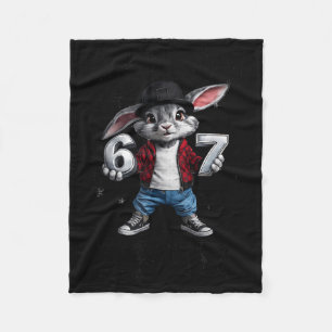 Easter day bunny six seven bruh 6 7 boys girls fleece blanket