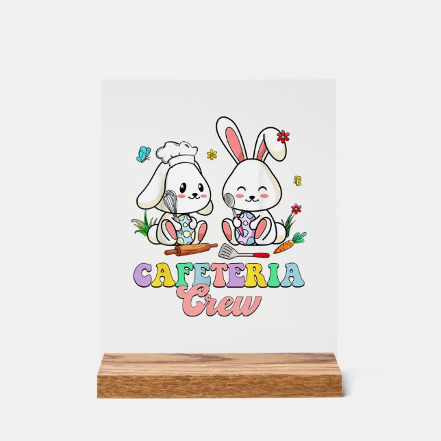 Easter Day Cafeteria Crew Lunch Lady School Cafete Acrylic Sign (Front)