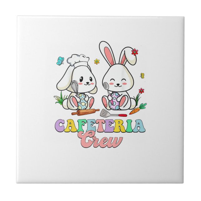 Easter Day Cafeteria Crew Lunch Lady School Cafete Ceramic Tile (Front)