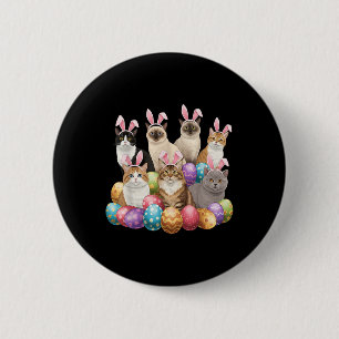 Easter Day Cat Bunny Ears Eggs Graphic Men Women K 6 Cm Round Badge