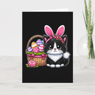 Easter Day Cat Bunny Ears Eggs Graphic Men Women K Card