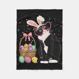 Easter Day Cat Bunny Ears Eggs Graphic Men Women K Fleece Blanket