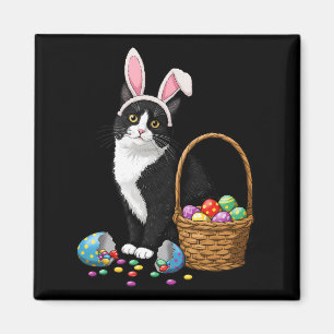 Easter Day Cat Bunny Ears Eggs Graphic Men Women K Magnet