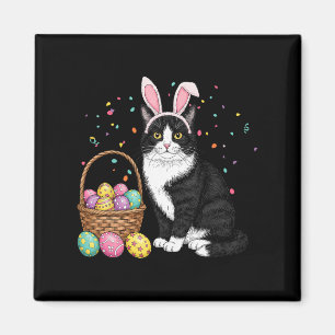 Easter Day Cat Bunny Ears Eggs Graphic Men Women K Magnet